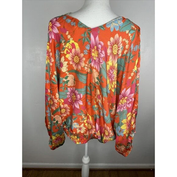 Umgee Floral Kimono Sleeve Crop Top Sz XL Boho Multicolor Colorful NWT - Picture 4 of 8